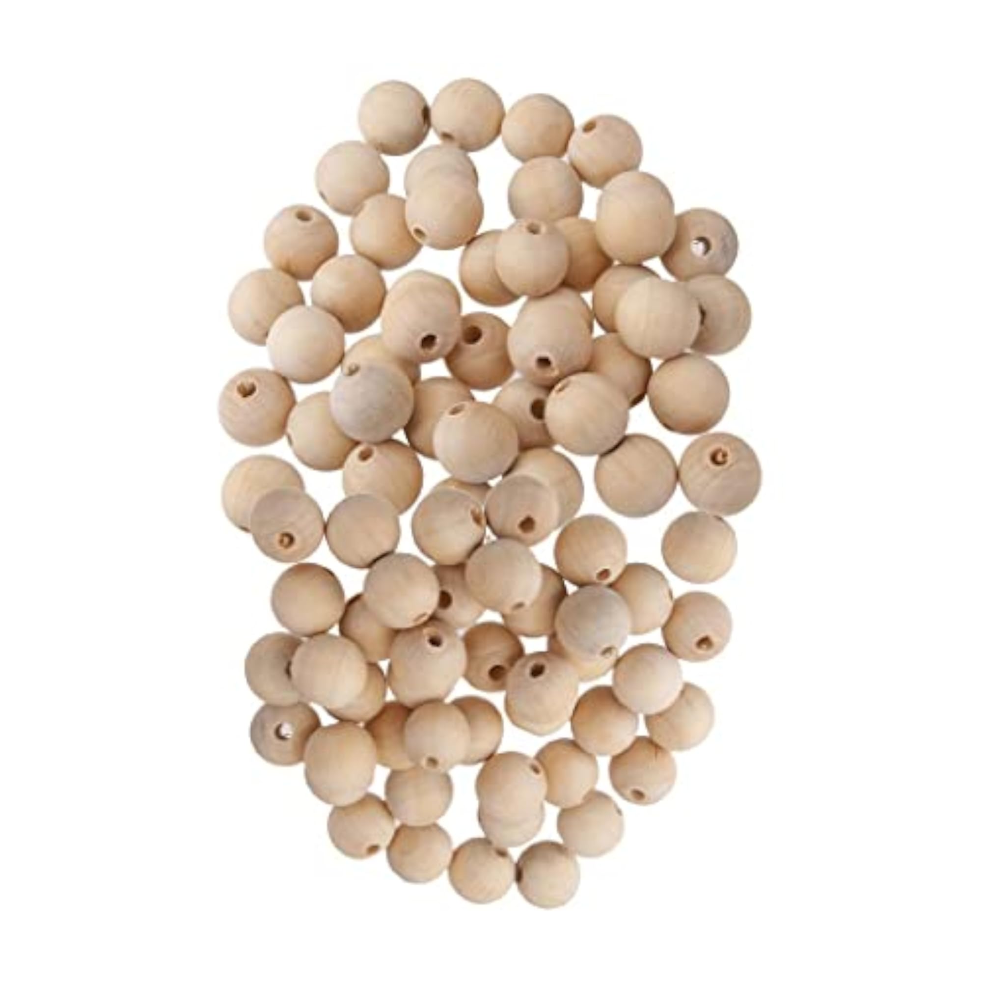 100 Pack Natural Wooden Unpainted Craft Beads for DIY Jewellery Making