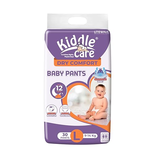 Image of Dry Comfort Advanced Soft Baby Diaper Pants | Large (L) | 9-14 Kg | Pack of 1 | 30 Pieces | Up to 12 Hours Protection, Prevents Leakage, Wetness Indicator