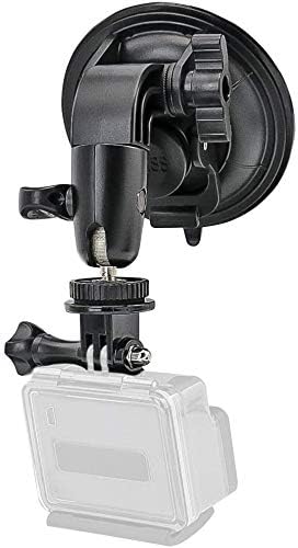 Windshield Car Suction Mount - Action Camera Accessories for Hero 13/12/11/10/9/8/7 Black, SJCAM, Yi, Eken - Multi-Angle Adjustable - Black
