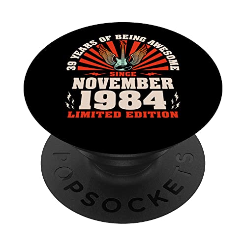 39 cumpleaños vintage guitarrista amantes de la guitarra noviembre 1984 PopSockets PopGrip Intercambiable