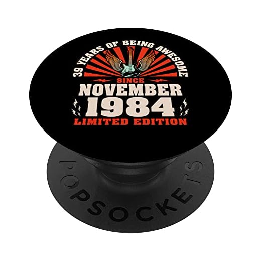 39 cumpleaños vintage guitarrista amantes de la guitarra noviembre 1984 PopSockets PopGrip Intercambiable
