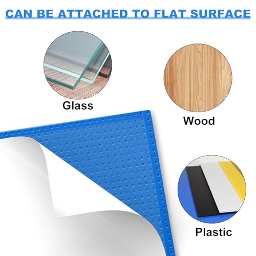 Image of Pokiiulk Classic Baseplates, Peel and Stick Base Plates for Building Bricks, Compatible with Major Brands, Self-Adhersive Base for Bricks 10 inch x 10 inch, 6 Pack Blue