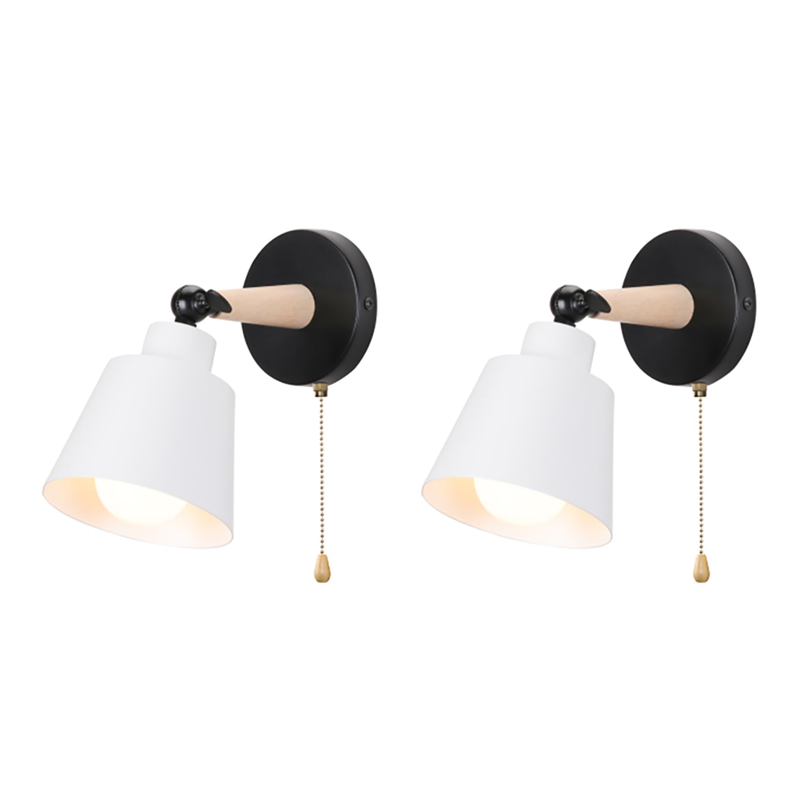 Applique Murale Intérieur avec Interrupteur, 2 Pack Vintage Lampe Murale E27 Bois Industrielle Luminaires Appliques pour Chambre Salon Couloir Blanc