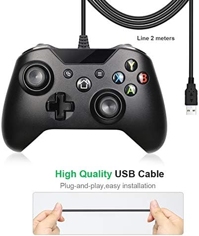 for Xbox One Controller Wired Black,7.2 ft Anti-Interference Wired USB Gamepad Controller Dual Vibration, Smooth Gaming Controller for Xbox One Wins 7/8/10