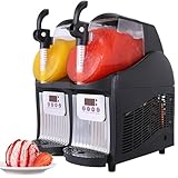 XSDAJSD 5-Liter-Eisbrei-Maschine für den gewerblichen Gebrauch, professioneller Doppeltank-Eisbrei-Maschine für Gefrorene Getränke, 300-W-Smoothie-Getränkebereiter aus Edelstahl