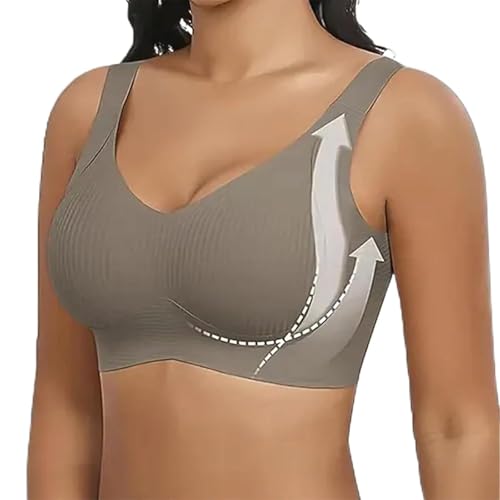Sujetadores deportivos acanalados para mujer, sin varillas, para mujer, cobertura completa, con tirantes anchos ajustables, lencería suave, transpirable, acolchado, para uso diario, elástico, chaleco