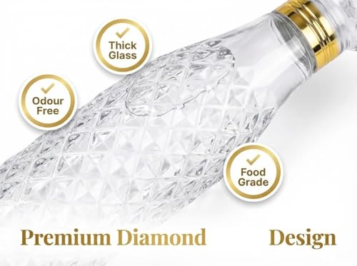 Image of Diamond Shape Plastic Water Bottle 1 Litre Leak Proof BPA Free Thick Drinking Bottle for Office Home Gym Travel Fridge Bottle with Airtight Cap - Pack of 6
