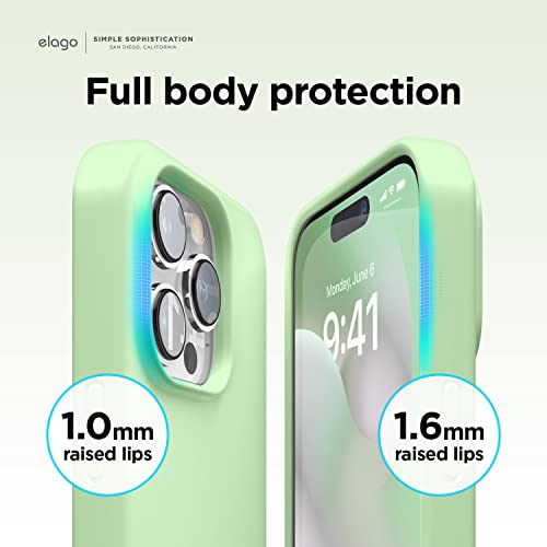 Image of elago Compatible with iPhone 14 Pro Max Case, Liquid Silicone Case, Full Body Protective Cover, Shockproof, Slim Phone Case, Anti-Scratch Soft Microfiber Lining, 6.7 inch (Pastel Green)