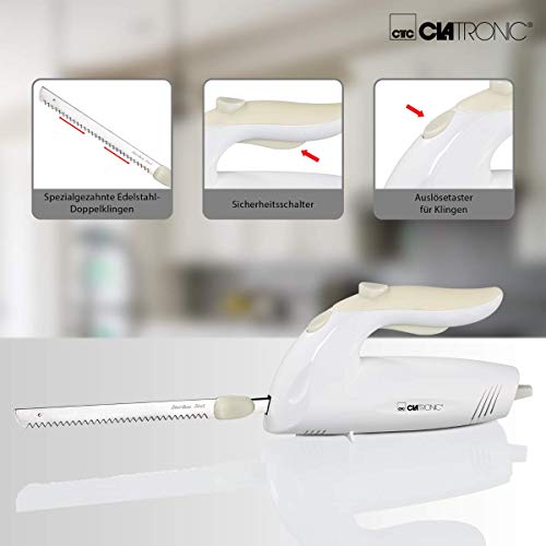 Miniatura 7 de Clatronic Em 3062 - Cuchillo Eléctrico Dentado De Acero Inoxidable, 150 W, Color Blanco