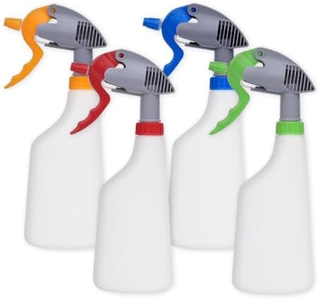 DrDirt Spray Bottles 650ml/22oz 4 color Pack High Flow 3cc Acid and Alkali Resistant Alcohol Compatible Professional Heavy Duty for Cleaning Plants Watering