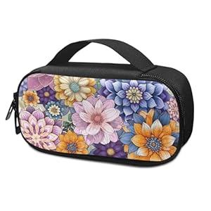 Suhoaziia Bohemian Flower Diabetic Supplies Bag Carrying Case Organizer For Diabetes Testing Kit, Blood Glucose Monitor Kit with Meter, Blood Sugar Test Strips, Lancets, Lancing Device, Alcohol Wipe