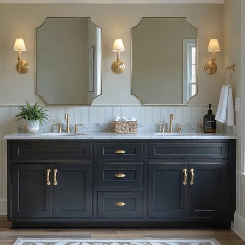 Image of MIRRORART Contemporary 24x32'' Gold Bathroom Mirrors for Wall