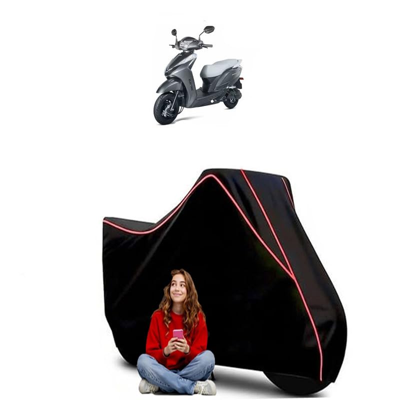 Image of Magnus Scooty Bike Cover Water Resistant Outdoor Use Universal Fit Scooters Motorcycles Heavy Duty UV Protection Dust Rain Scratch Resistant Elastic Bottom Black Blue Piping