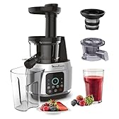 Moulinex Juice & Clean Extracteur de jus de fruits et de légumes, Jus vitaminés, Pressoir, 150 W, 42 à 83 tours/min, Jus de fruits frais, Confiture, Coulis, Sorbet, Nettoyage automatique ZU420E10