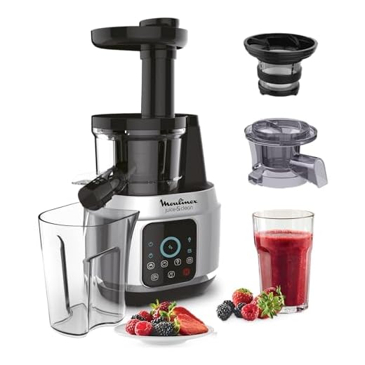 MOULINEX EXTRACTEUR DE JUS JUICE&CLEAN Fruits et Légumes Vitamine C Nettoyage Automatique Pressoir 150W De 42 à 83 tours / minute Confiture Coulis Sorbet Aluminium ZU420E10
