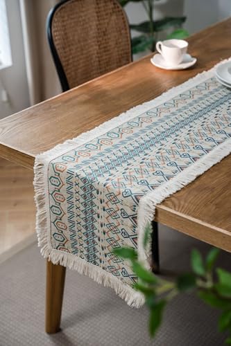 Chemin de table jacquard coton lin anti-pli géométrique 30cm - 5