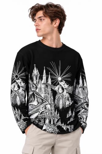 HYPE BORN Men's Black Oversized Long Sleeve Waffle T-Shirt - Image 4
