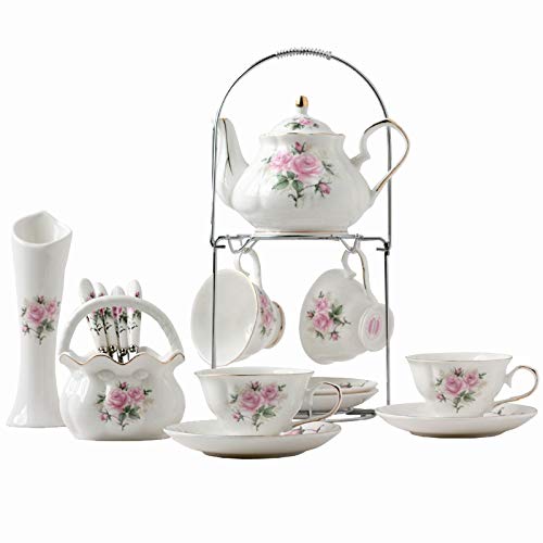 Conjunto de bule de chá de café luxuoso para chá da tarde de de estilo britânico, porcelana de porce