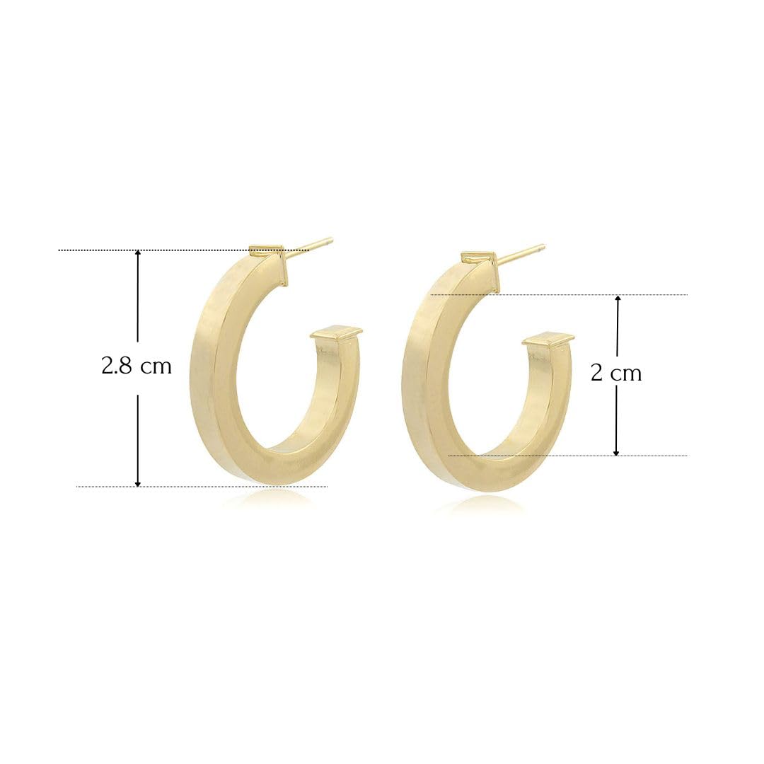 Pendientes Aros Classy Mate, Pendientes Mujer con Diseño Exclusivo, Pendientes de Aro Mujer, Joyas para Mujeres, Pendientes Versátiles y Atemporales, Regalo para Mujer (Oro Amarillo 18k)
