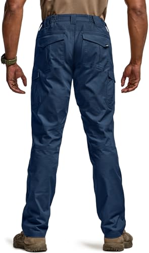Image of CQR Men's Flex Ripstop Tactical Pants, Water Resistant Stretch Cargo Pants, Lightweight EDC Hiking Work Pants