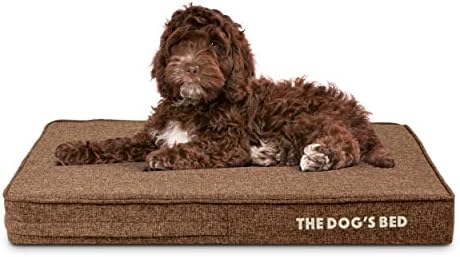 The Dogs Bed Orthopaedic Dog Bed Large Grey Plush 101x64x15cm, Waterproof Memory Foam Dog Bed
