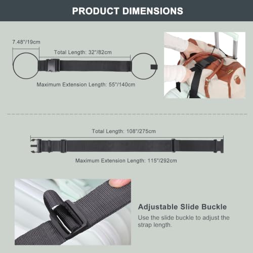 Vigorport Luggage Straps for Suitcases 3 PCS, Adjustable Elastic Tick Rope - image 5