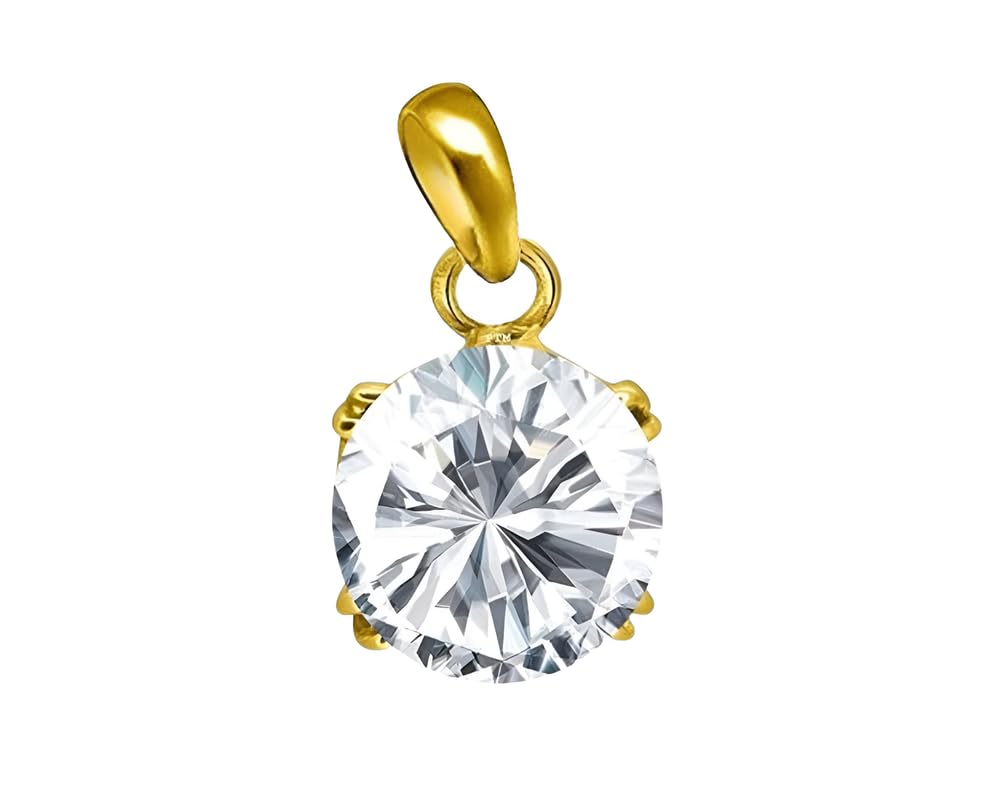 Ptm Natural American Diamond/Zircon 3.25 to 10.25 Ratti or 3.00 to 9.50 Carat Astrological Certified Gemstone Panchdhatu/5 Metals 22k Gold Plated Pendant for Men & Women