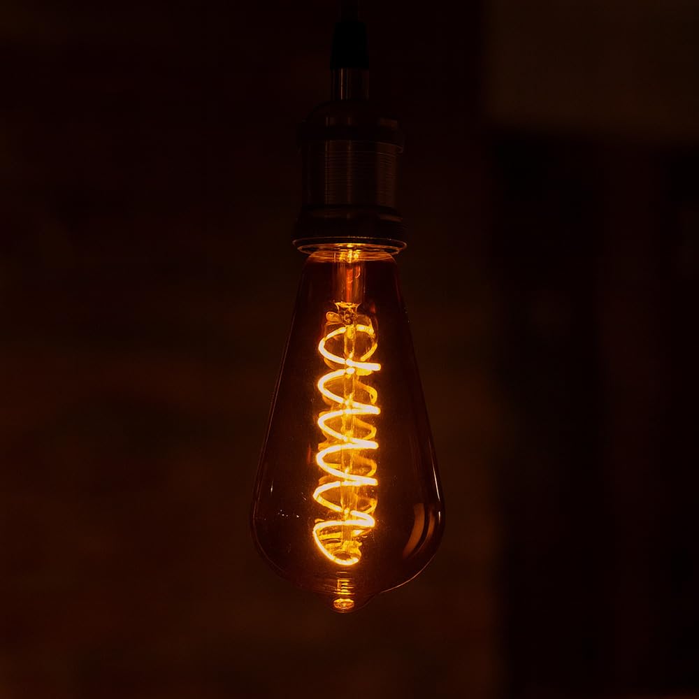 10er-Set LED Edison ST64 E27 Spiral Filament Lampe, 4W = 28W, Dimmbar, Kupfer Vintage Retro Leuchtmittel, 30lm, 2000K Extra Warmweiß