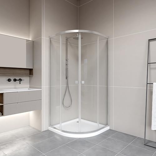 MARWELL Duschkabine LEEDS II 80x80x190 cm Runddusche mit hochwertigen Alumuniumprofilen in chrom Duschabtrennung aus Einscheibensicherheitsglas Dusche mit aushängbaren Schiebetüren zur Reinigung