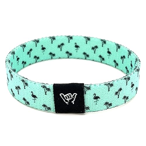 Hang Loose Bands - Coastal Surfer Beach Bracelet for Men Women & Teens - Comfy Summer - Boho Reversible Wristband- Friendship Bracelets- Preppy Flamingo| Extra Small: 5.5 length (for petites & kids)