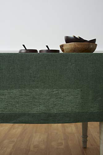 Solino Home Linen Tablecloth 60 X 90 Inch – 100% Pure Linen Rectangle Tablecloth For Dining, Living, Party, Indoor, Outdoor – Athena, Handcrafted And Machine Washable – Forest Green #TOP2