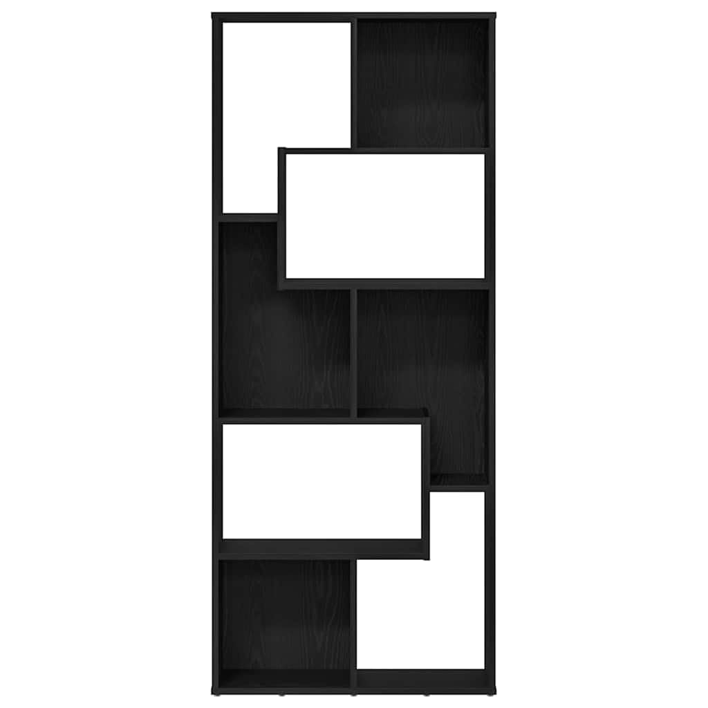 Regał na książki o wyglądzie czarnego dębu, 67 x 24 x 161 cm, materiał drewnopochodny z systemem zygzaków, regał stojący i ścianka działowa, do salonu, gabinetu, sypialni, korytarza, nie