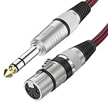 XLR Female to 6.35mm TRS Cable, 1 Meter 1/4 Inch Jack Balanced to XLR Microphone Cable Nylon Braided Professional Balanced Audio Cable for Guitar Microphone Mixer Amplifier Speaker Studio Recording