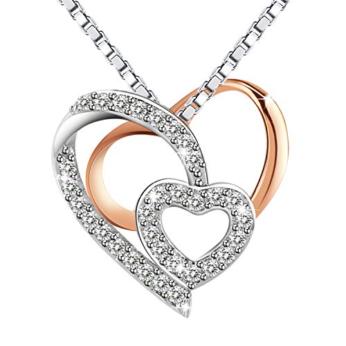 Amilril Collar, Collar Colgante de Corazón Mujer, Plata de Ley 925, Regalos...