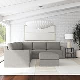 Flexsteel Flex 5-Seat Sectional with Standard Arm and Ottoman, Gray