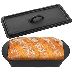 AKOLAFE 2LB Loaf Tin 900g Loaf Tins for Baking, Cast Iron Bread Tin Large Bread Tins with Lid Non Stick Cake Baking Pan for Breads Meat Veg Meatloaf, Black