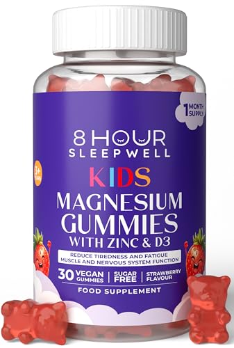 Kids Magnesium Gummies – Chewable, Sugar-Free & Vegan | 1029mg Magnesium Citrate, Providing 113mg Magnesiums to Support Calm Mind & Strong Bones for Kids 3+ | 1 Month Supply | Strawberry Flavour