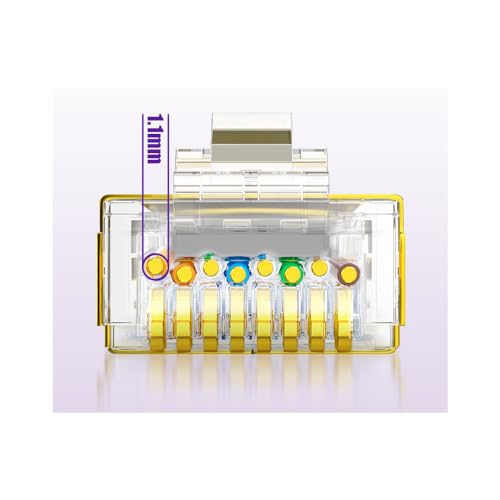 50 conectores RJ45 Cat6 Cat6A oro para cable Ethernet miniatura 3