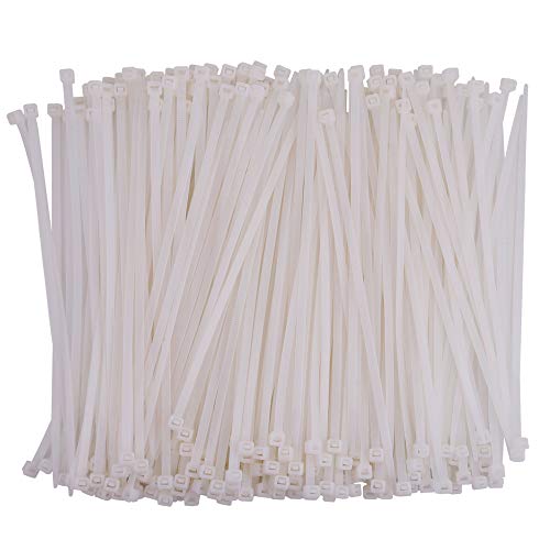 Dekun 8 Inch Zip Ties White 1000 Pcs, Dekun Premium Nylon Cable Ties Wire Management Ties 50 LB Tensile Strength (8 Inch, White, 1000 Pack)