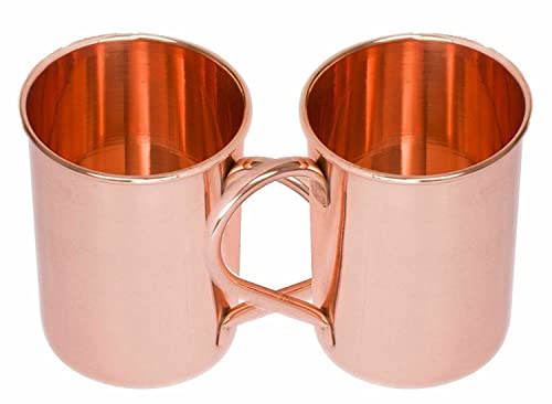 2 Pure Copper Plain Mug 16oz Moscow Mule 100% Solid Copper Glass Barware Kitchen Christmas Gifts