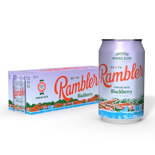 Image of AUTX RAMBLER Sparkling Water, Texas Limestone Mineral Blend, Blackberry Flavor, 12-Ounce Cans, 12-Pack