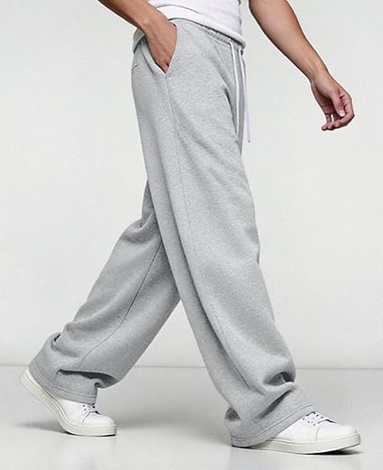 Image of O3e Men's Polycotton Loose Fit Track Pants with Elastic Waistband & Side Pockets | Comfortable Joggers for Casual & Gym Wear