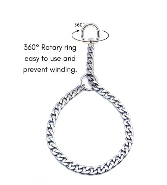 Image of Heavy Duty Choke Swivel Metal Dog Chain - Durable Training Collar with Strong Links & 360 Swivel for Medium & Large Dogs (Width 3 MM - Length -21.INCH)