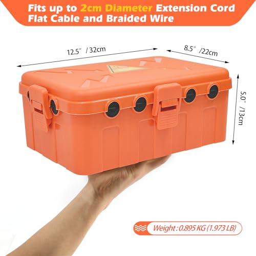 Image of Hrensaw Large Outdoor Electrical Box(12.5x8.5x5inch),IP54 Waterproof Outdoor Outlet Covers,Weatherproof Extension Cord Covers Protect Outlet,Plug,Timer,Power Strip,Holiday Light,Orange