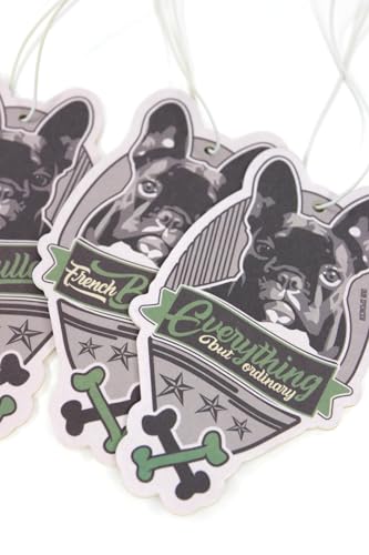 3x French Bulldog Auto Duftbaum | Französische Bulldogge Duft Anhänger fürs Auto | Frenchi Lufterfrischer Aroma Autoduft Duftspender