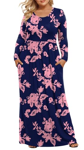 Image of LONGYUAN Women's Plus Size Maxi Dresses for Curvy Women Casual Long Dress XL-6XL
