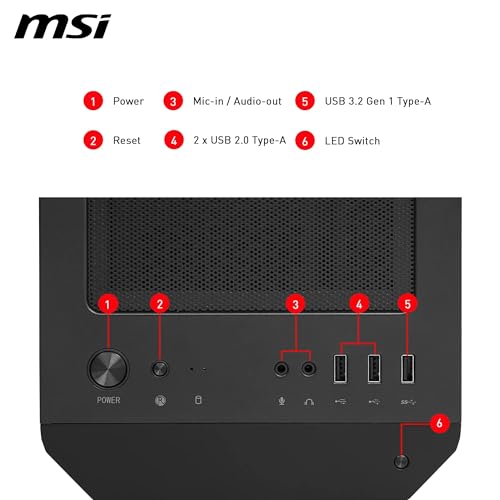 MSI MAG Forge M100R Boîtier PC Mini-Tour - Verre trempé, capacité Micro-ATX et Mini-ITX, Panneau Avant en Maille, 4 Ventilateurs ARGB de 120 mm avec contrôleur Hub, Filtre Anti-poussière magnétique