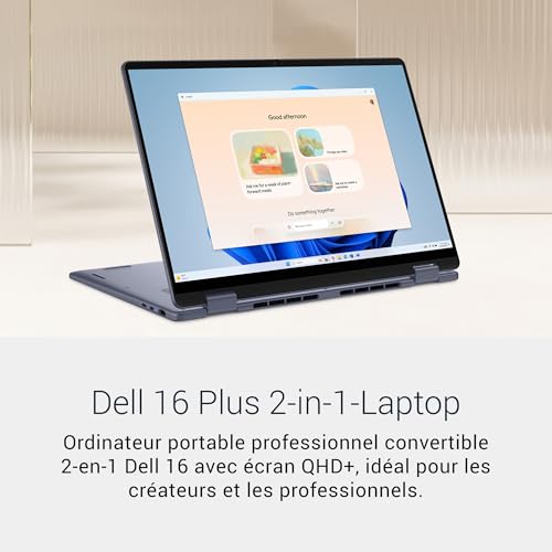 Dell 16 Plus 2-in-1 Laptop Copilot+ DB06250 – 16 2.5K (2560 x 1600) Touch, HDR600, Intel Core Ultra 7 Series 2, 16GB LPDDR5X, 1TB SSD, Windows 11 Home, FHD-Kamera, QWERTZ-Tastatur, Indigo Blau