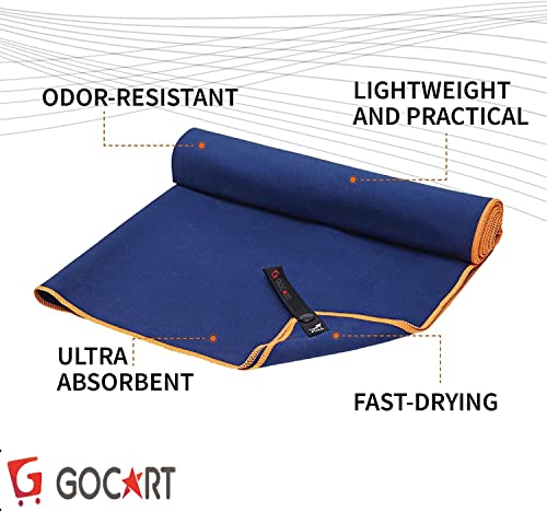 Image of GOCART WITH G LOGO Microfiber Quick Dry Towel for Home Gym Exercise and Outdoor Use (80 X 40 CM) (Blue, 1)