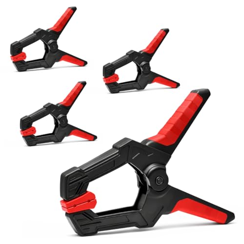 Image of JPT 4-Inch Heavy Duty Spring Clamp | 60mm Clamping Capacity, High-Tension Steel Spring | One-Hand Quick Grip, Non-Slip Pads | Woodworking, Carpentry & DIY Clamp Pack of 4